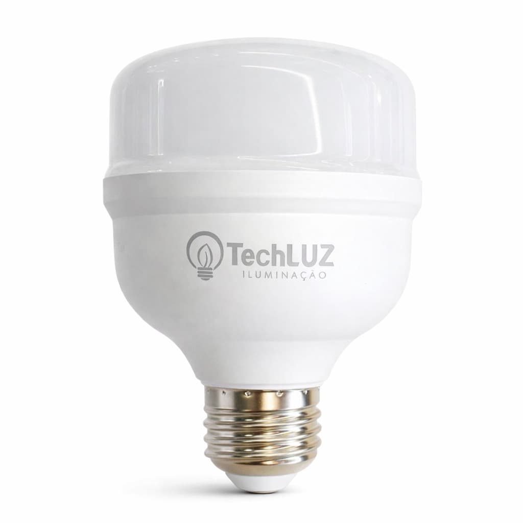 Lâmpada LED bulbo T 40W 6500K da Techluz, com base E27, sobre fundo branco